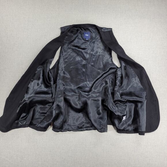 Gap Womens Vest Large Black Wool Blend Plunging Neck Waist Tie Double Breasted - Picture 3 of 13